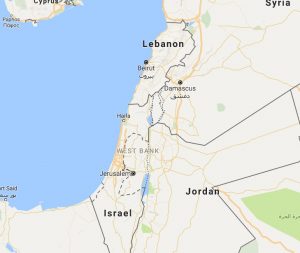 middle east map with Israel in center